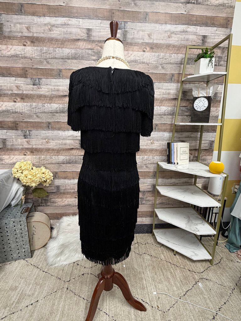 Roberta Vintage Black Fringe Party Dress