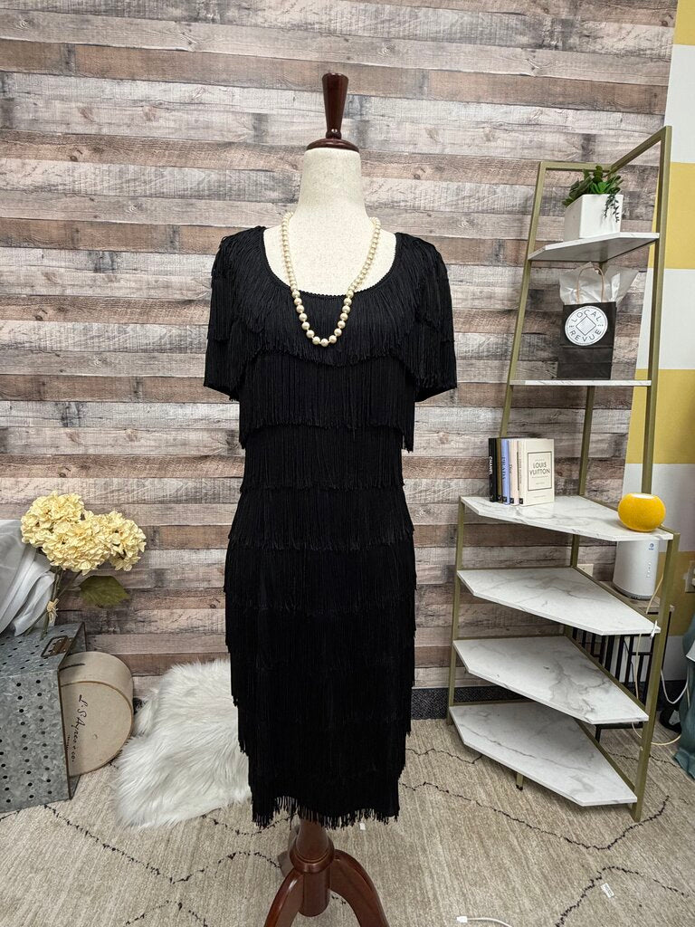 Roberta Vintage Black Fringe Party Dress