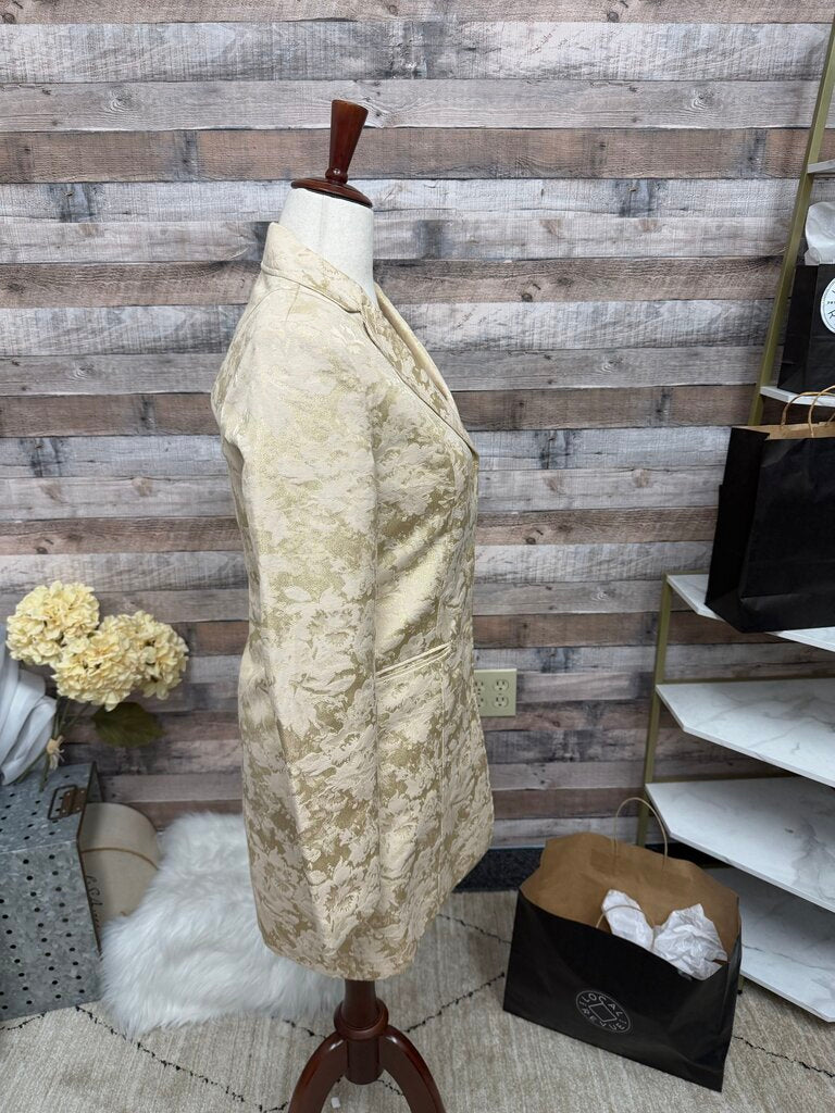 Chico's Metallic Gold Jacquard Pattern Blazer