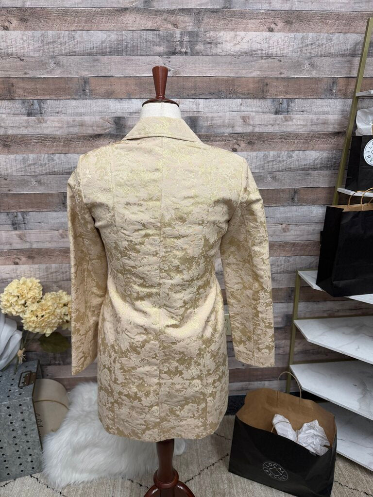 Chico's Metallic Gold Jacquard Pattern Blazer
