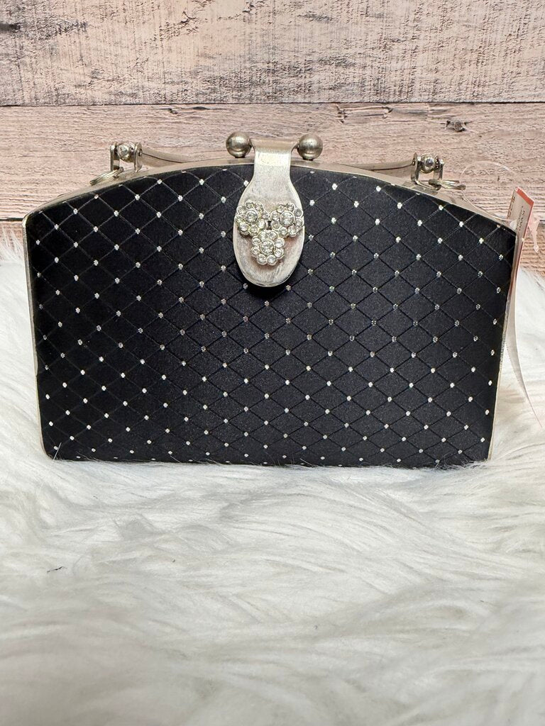 Black Purse With Rhinestones and Kiss-Lock Closure