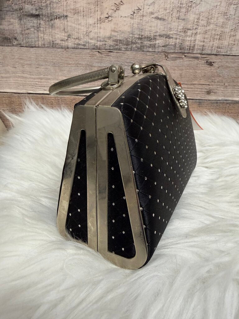 Black Purse With Rhinestones and Kiss-Lock Closure
