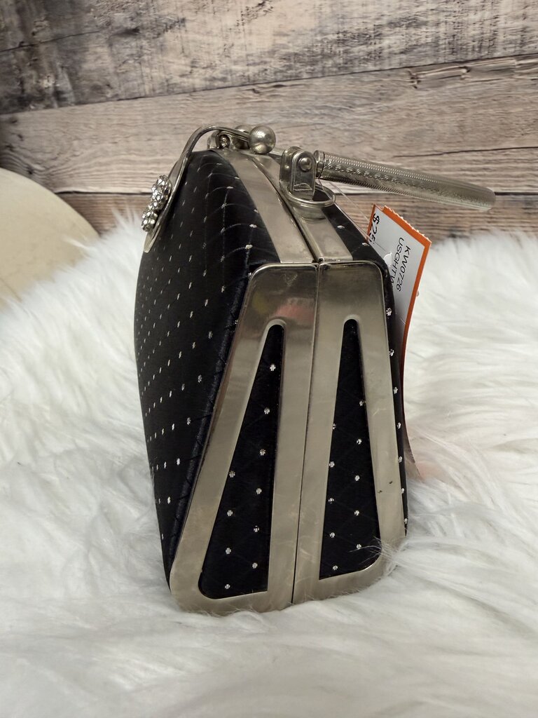 Black Purse With Rhinestones and Kiss-Lock Closure