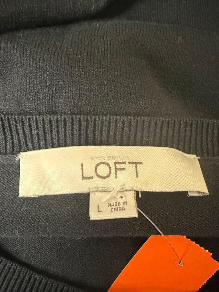 LOFT Black Long Sleeve Button Front Cardigan