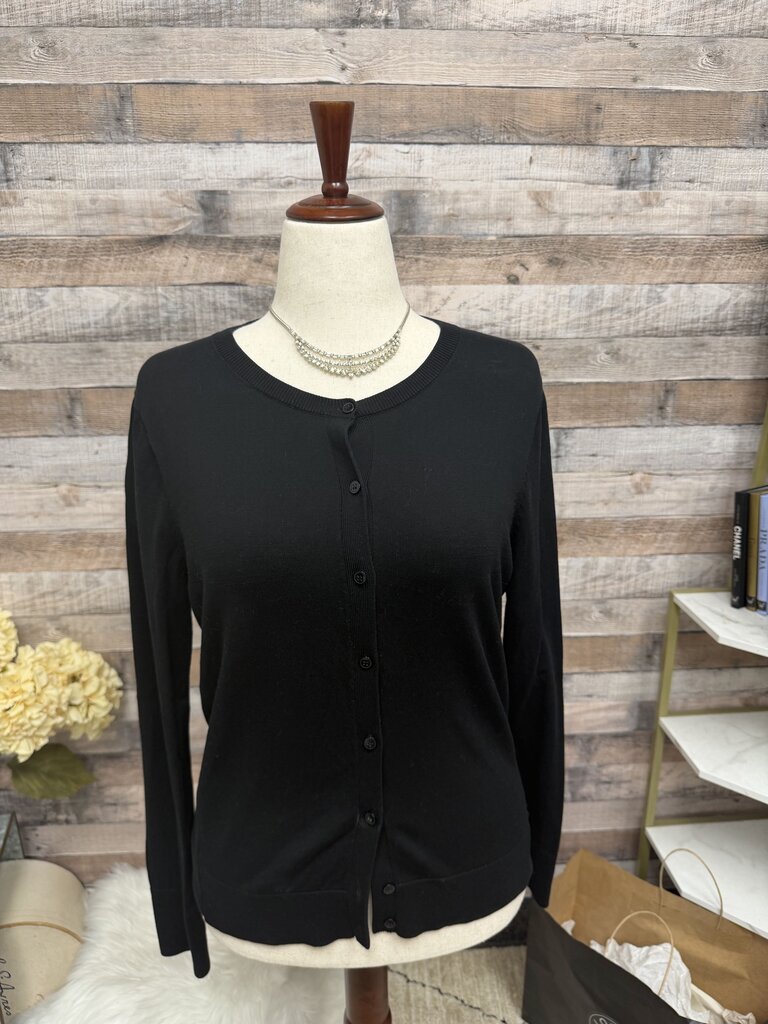 LOFT Black Long Sleeve Button Front Cardigan