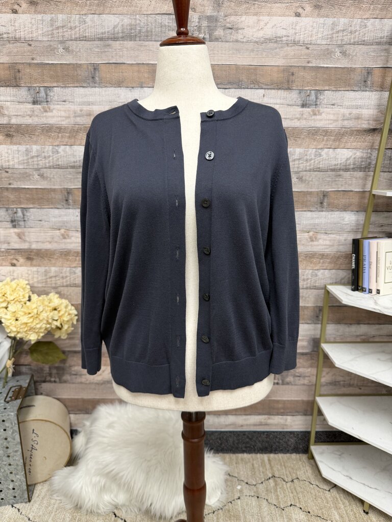 LOFT Navy Long Sleeve Button Front Cardigan