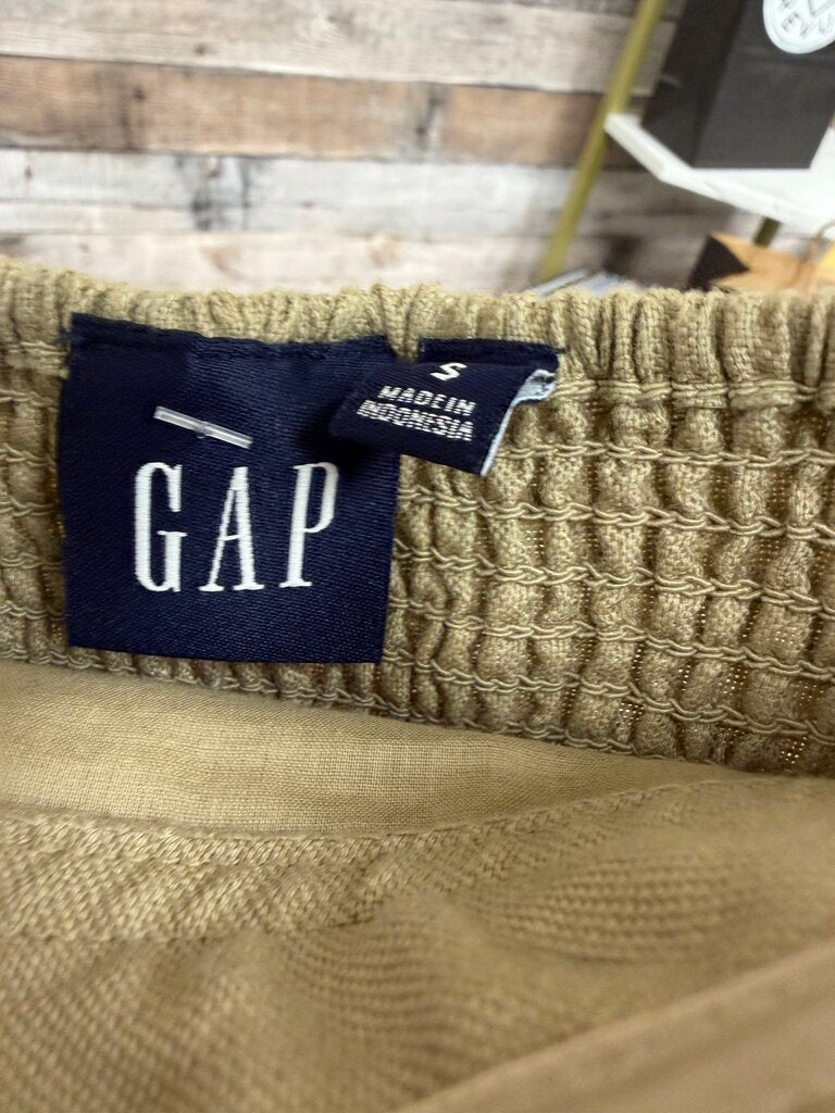 GAP Strapless Tan Cargo Pocket Tie Waist Jumpsuit