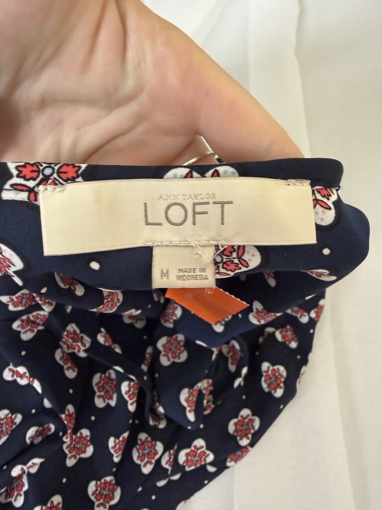 Loft Navy Blouse With Floral Pattern