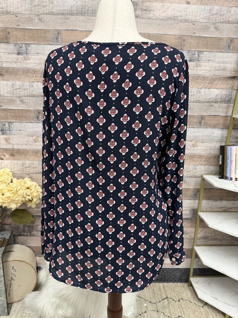 Loft Navy Blouse With Floral Pattern