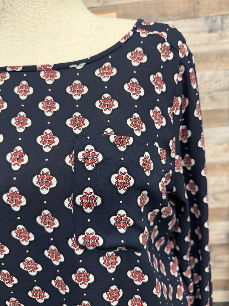 Loft Navy Blouse With Floral Pattern