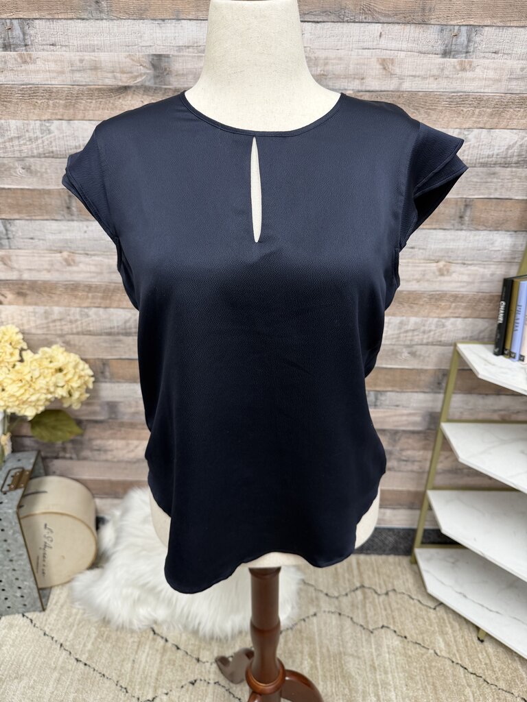 Ann Taylor Navy Cap Sleeve Blouse