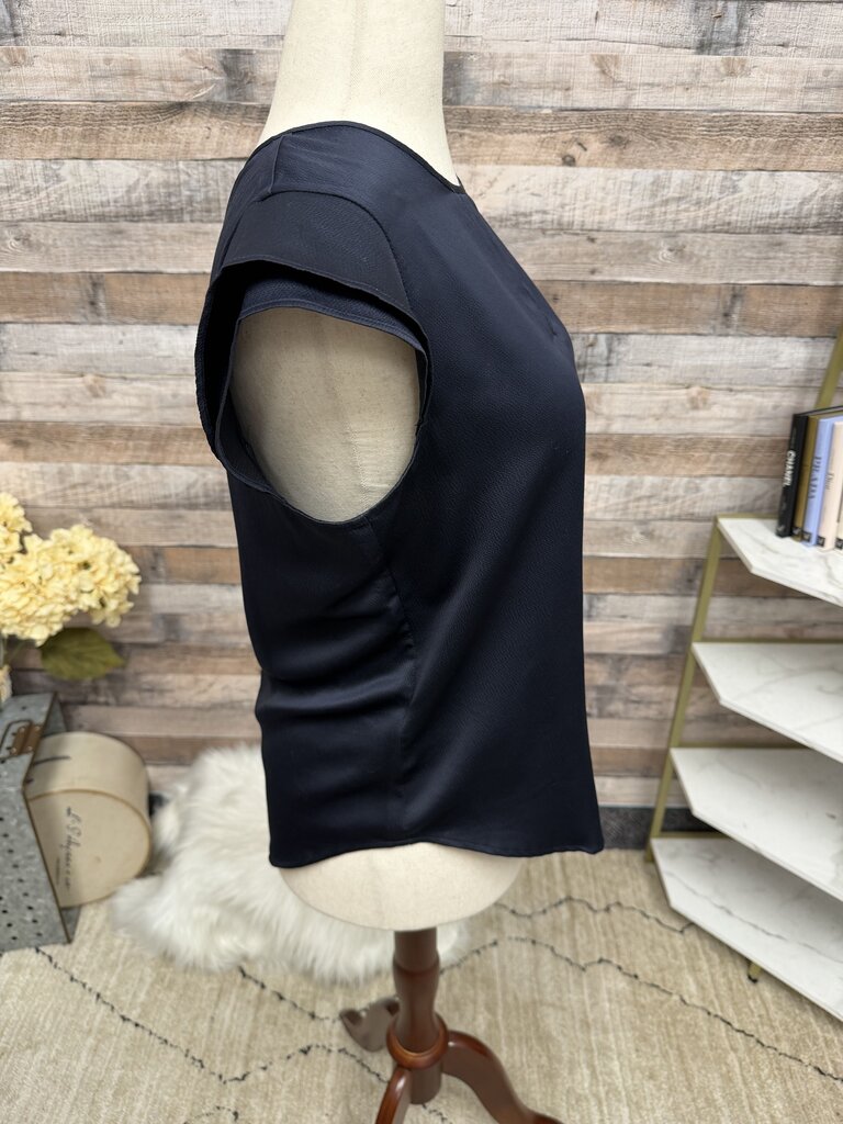 Ann Taylor Navy Cap Sleeve Blouse