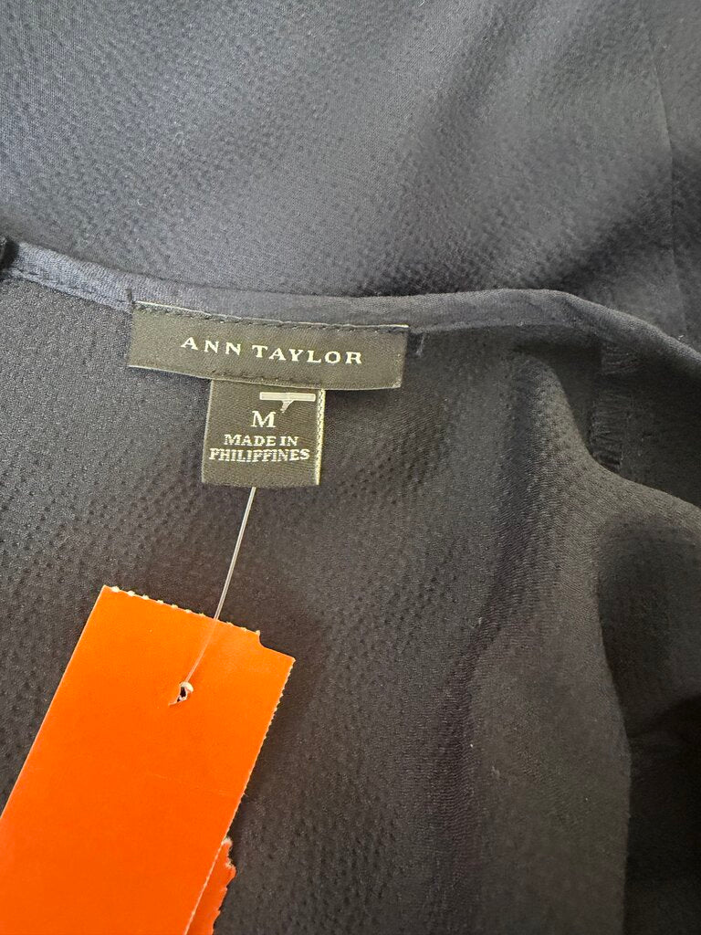 Ann Taylor Navy Cap Sleeve Blouse