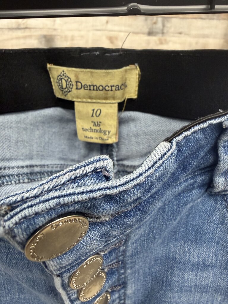 Democracy Blue Straight Jeans With Button Fly