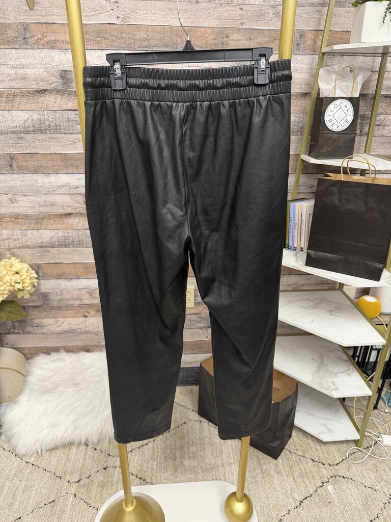 Loft Black Faux Leather Pants With Drawstring