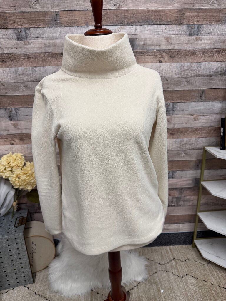 Dudley Stephens Cream Fleece Turtleneck Pullover