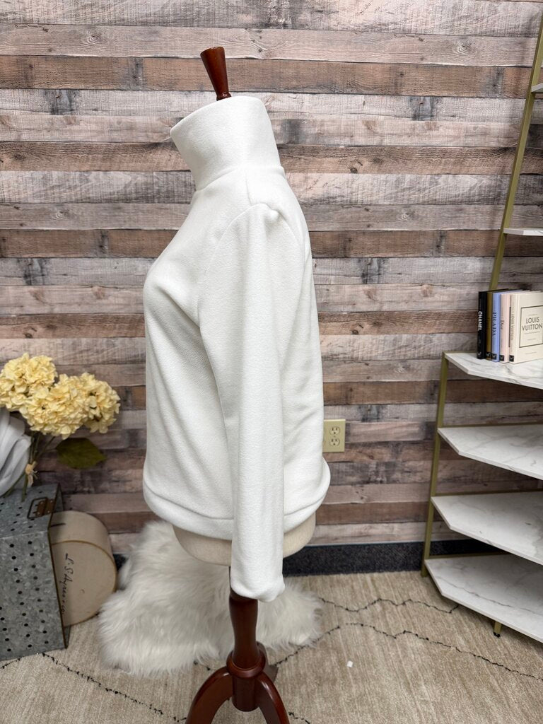 Dudley Stephens White Fleece Turtleneck Pullover