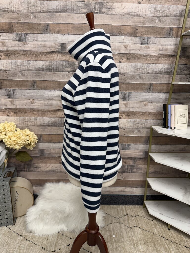 Dudley Stephens Navy & White Striped Fleece Turtleneck Pullover