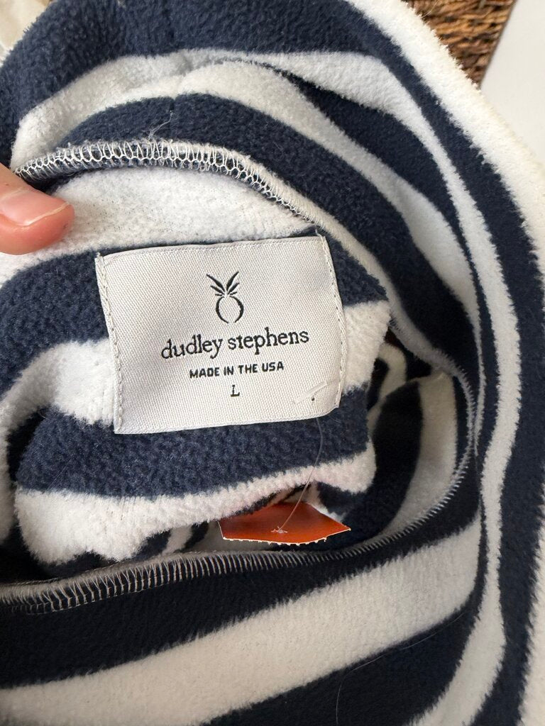 Dudley Stephens Navy & White Striped Fleece Turtleneck Pullover