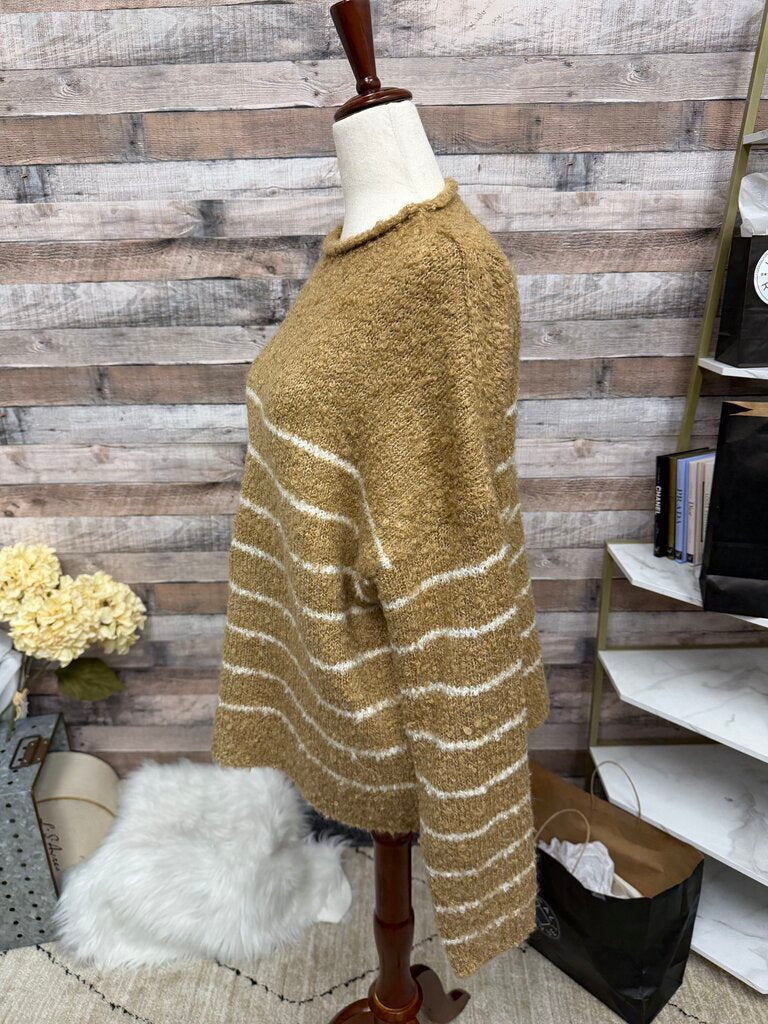 J.Crew Brown/White Crewneck Knit Sweater