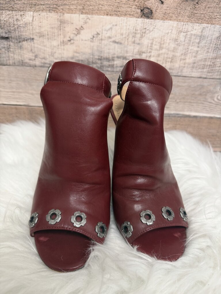 Coach Deep Red Silver Flower Grommet Heels