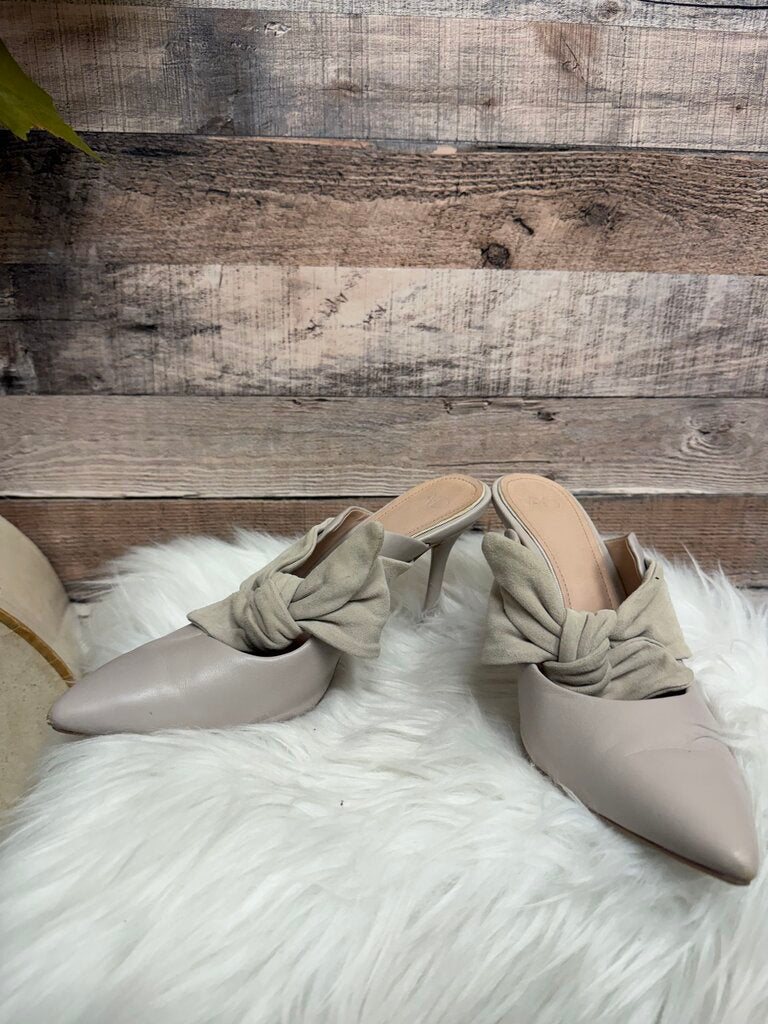 AD & Daughters Blush Pink & Beige Suede Bow Heels
