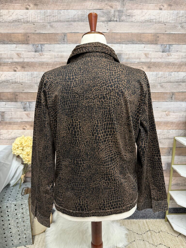 Chico's Brown/Black Animal Print Zip Up Jacket