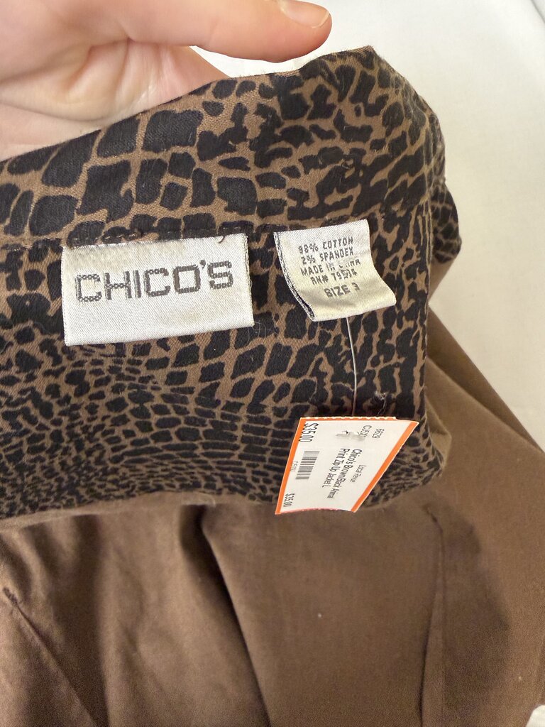 Chico's Brown/Black Animal Print Zip Up Jacket