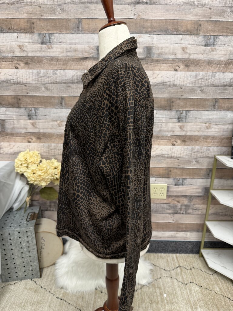 Chico's Brown/Black Animal Print Zip Up Jacket