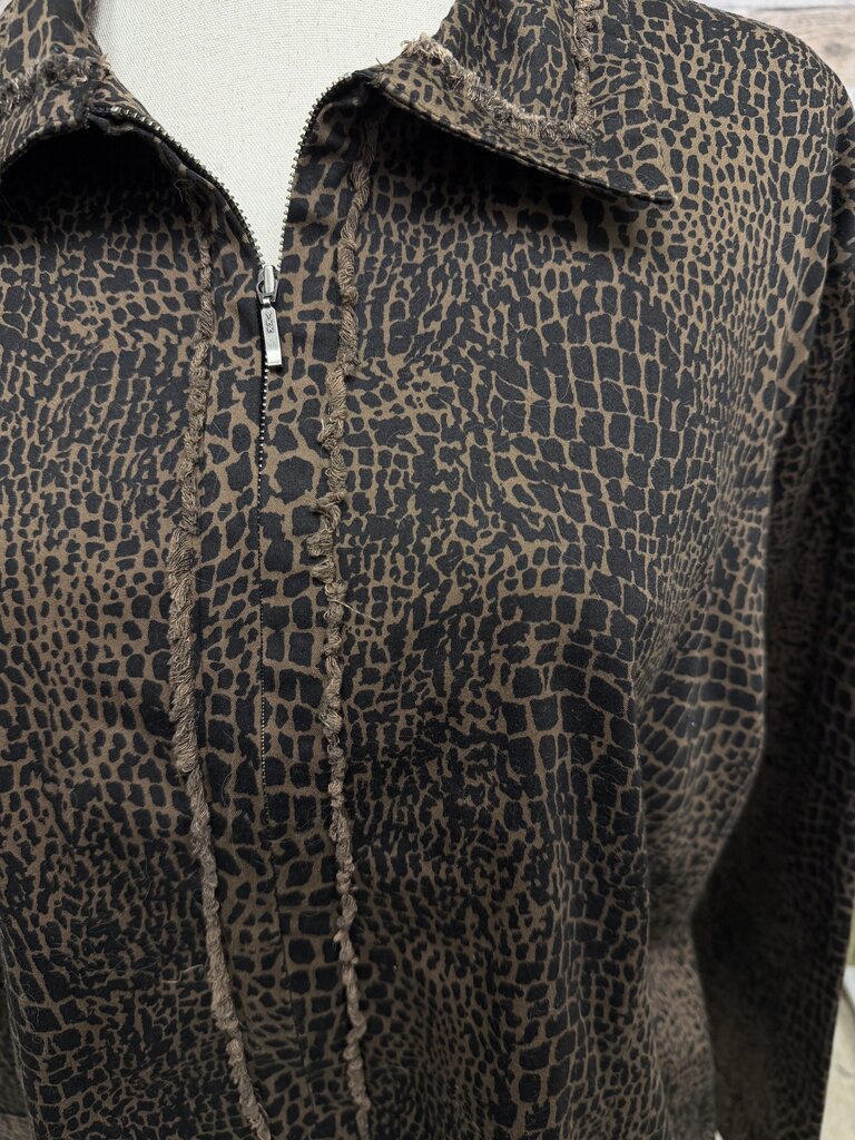 Chico's Brown/Black Animal Print Zip Up Jacket