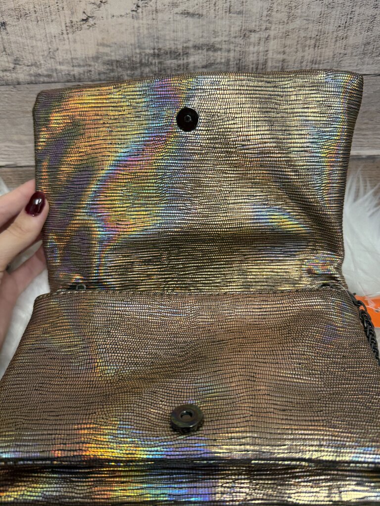 Francesca's Iridescent Holographic Clutch Bag