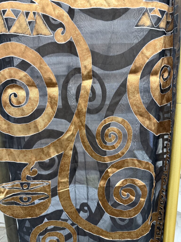 Black/Gold Abstract Patter Silk Scarf
