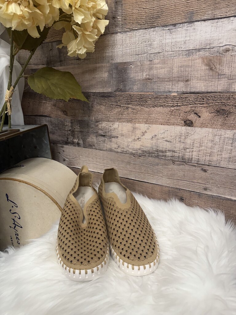 Ilse Jacobsen Tan Perforated Leather Slip-On Sneakers