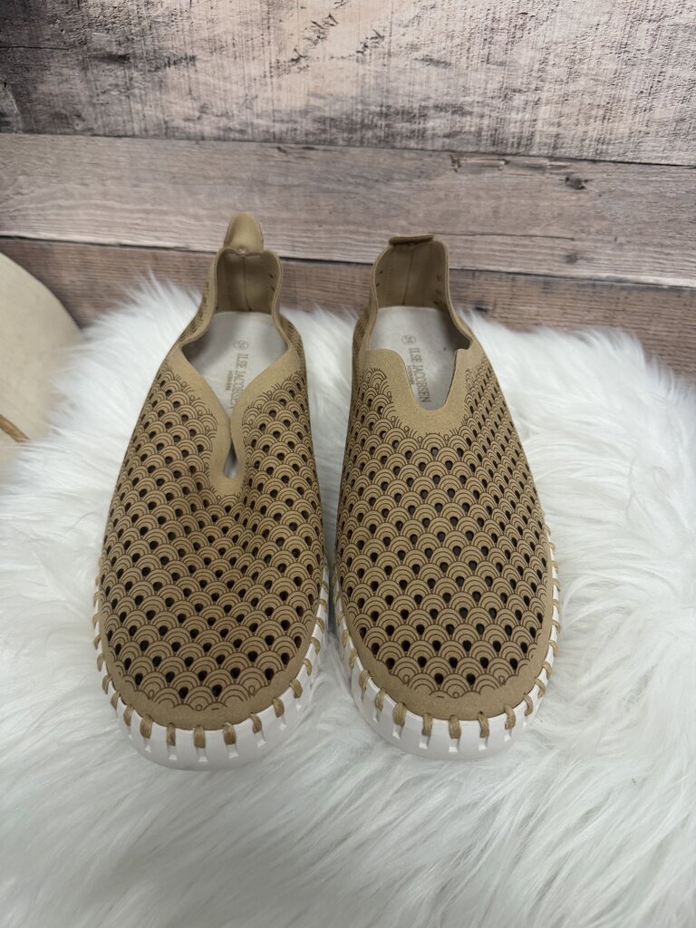 Ilse Jacobsen Tan Perforated Leather Slip-On Sneakers