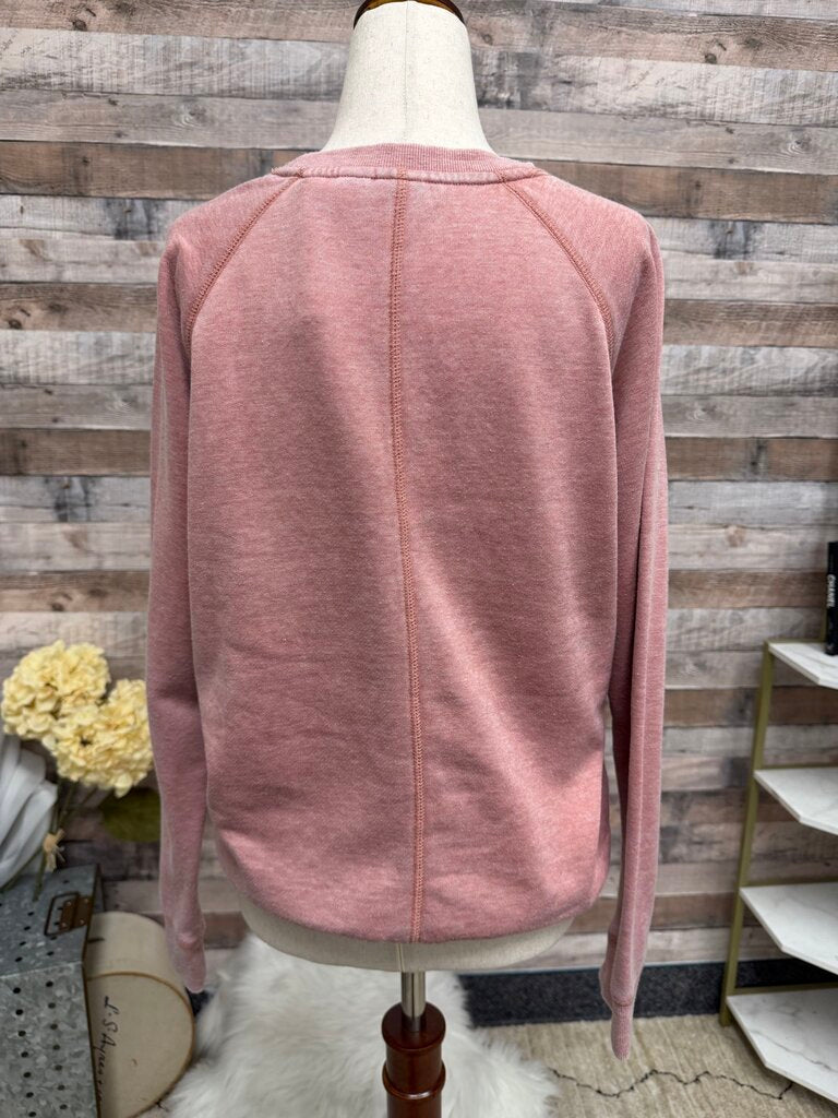 Roxy MultiColor Chest Stripe On Pink Crewneck