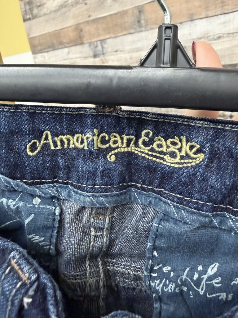 American Eagle Navy Denim Jeans Logo Button
