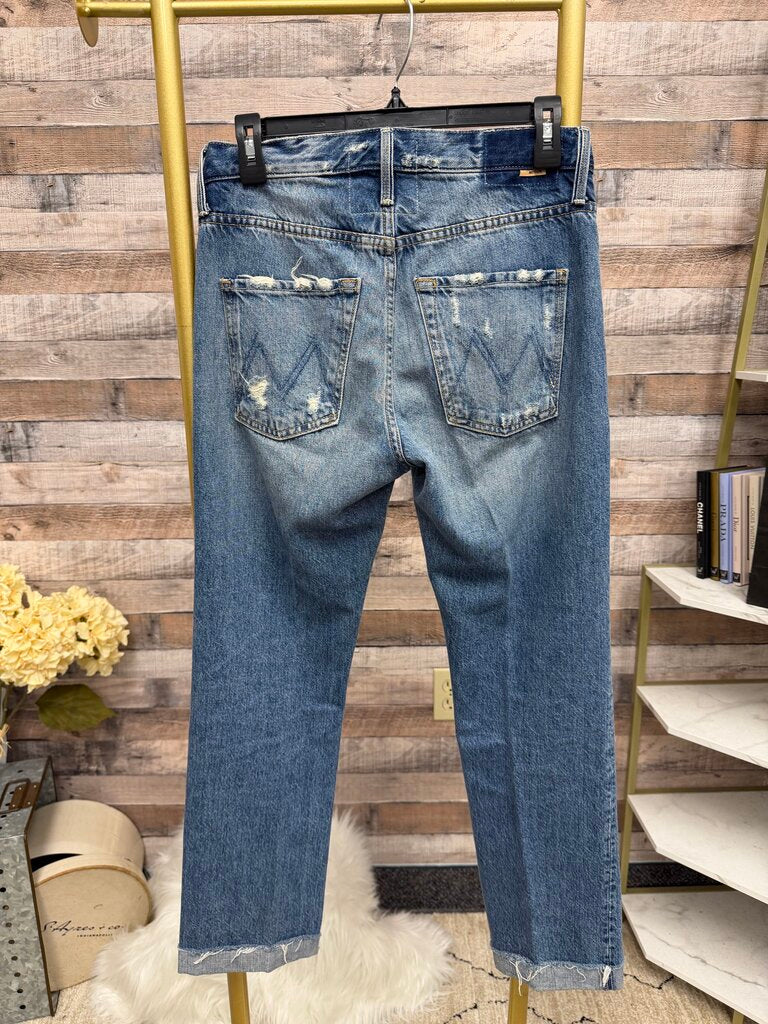 Mother Superior Blue Straight Leg Raw Hem