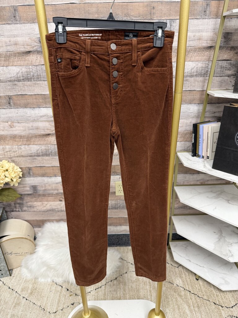 AG High rise straight leg brown courdury