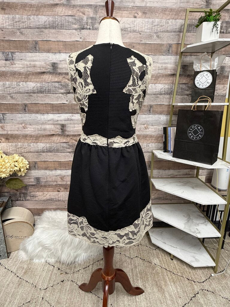 Black cocktail dress with cream lace No Brand Black/cream 4 women DRESSES