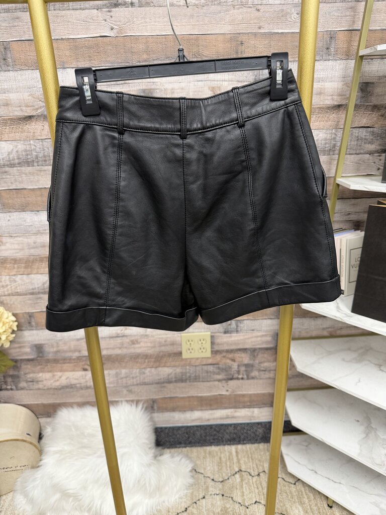 Club Monaco black leather pleated high rise