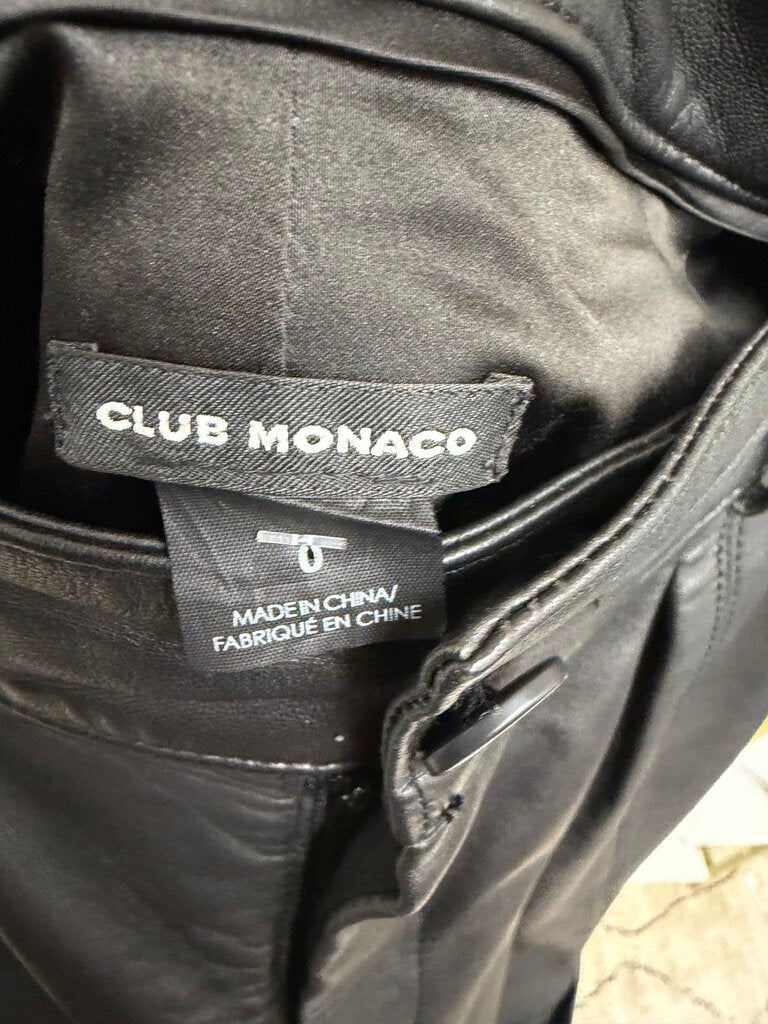 Club Monaco black leather pleated high rise