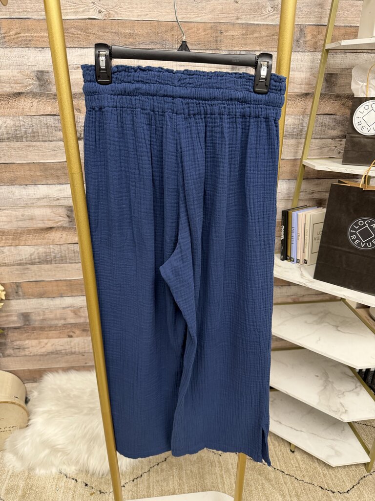 4Our Dreamers Navy Wide Leg Elastic Tie Waist