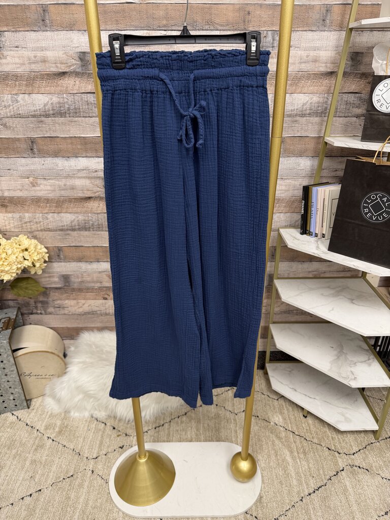 4Our Dreamers Navy Wide Leg Elastic Tie Waist