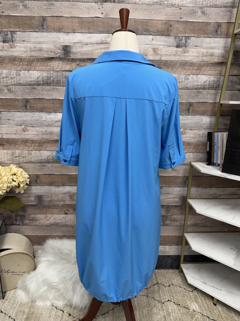 Chico's Turquoise Short Sleeve Drawstring Hem