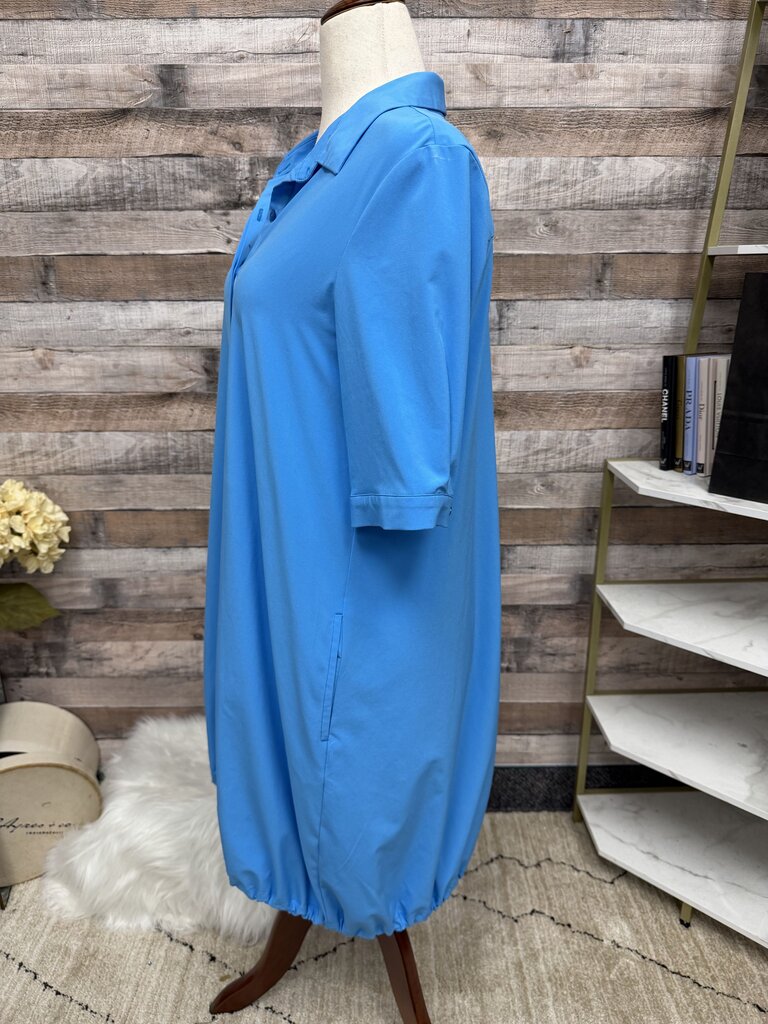 Chico's Turquoise Short Sleeve Drawstring Hem Chico's Travelers Turquoise Medium women DRESSES