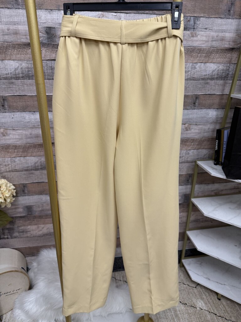 C by One Yellow Elastic Waist Tie Front Pants