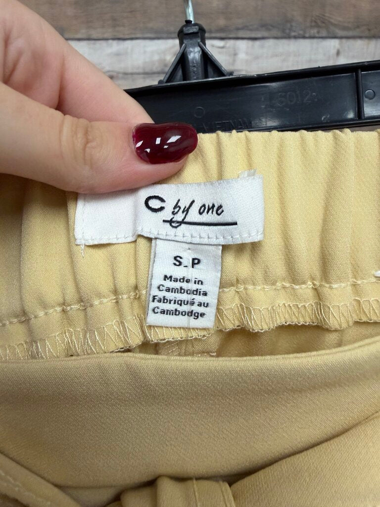C by One Yellow Elastic Waist Tie Front Pants