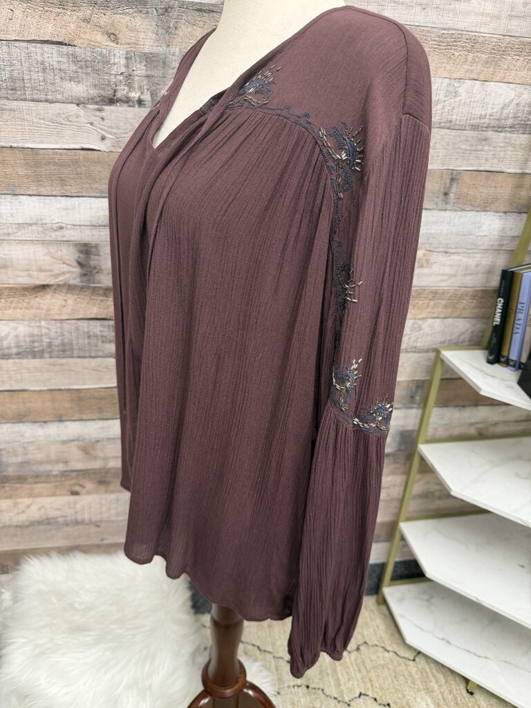 Rock & Republic Burgundy Peasant Long Sleeve