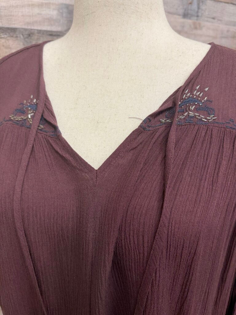 Rock & Republic Burgundy Peasant Long Sleeve