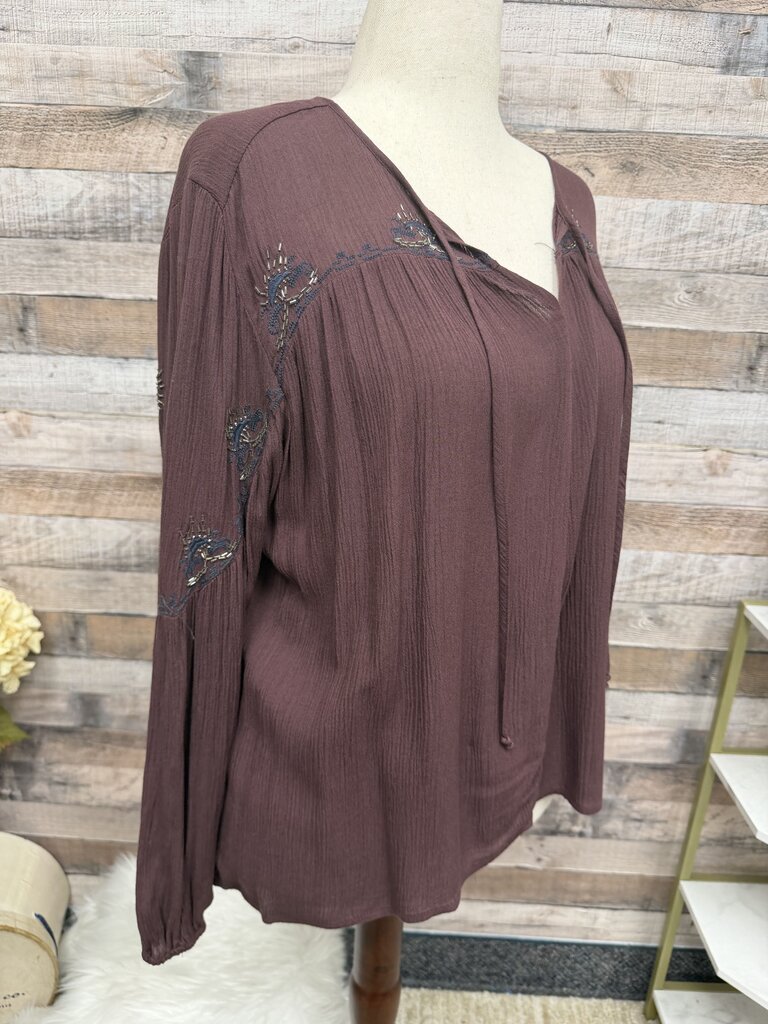 Rock & Republic Burgundy Peasant Long Sleeve